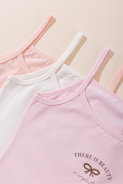 BAYKAR Tricou clasic pentru fete, din bumbac, cu bretele subțiri, cu imprimeu...