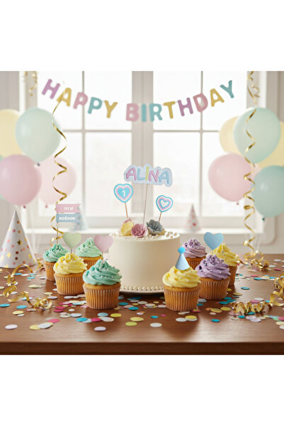 ST Design 20 Parça Renkli Kalpli Pasta Seti, Pasta Ve Cupcake Süsü