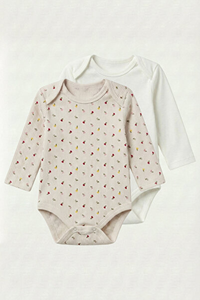 hepbaby Patterned, 2-Piece Long Sleeve Snap-On Baby Bodysuit Set - Newborn–36...