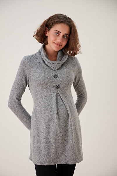 Entarim Pregnant Women's Collared Knitted Tunic