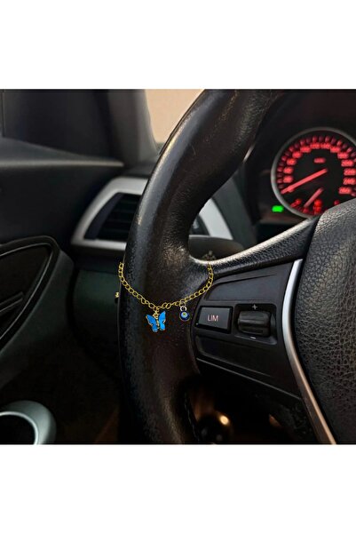 feyza collection Otomobil Direksiyon Charmı, Oto Aksesuarı, Mavi Kelebek ve N...