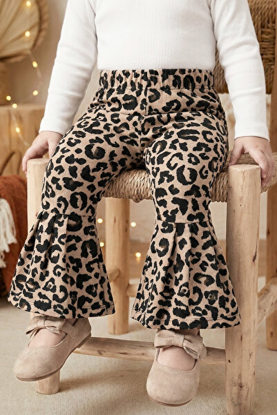 Parla Kids Baby Girl Leopard Flared High Waist Elastic Tights Pants