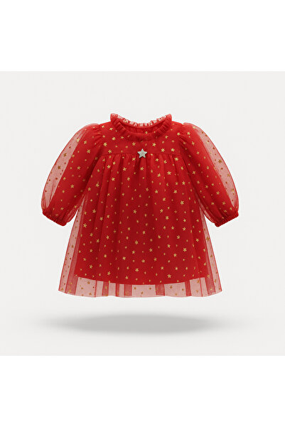 LUCKY Yıldız Desen Tütülü Bebek Elbise