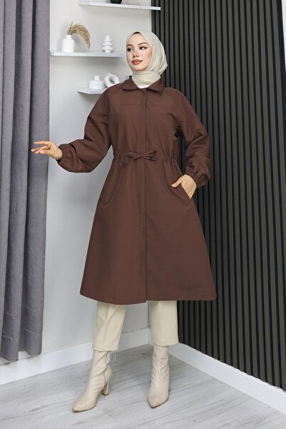 MİSSKAYLE Trench Coat with Hidden Placket Plum 4430