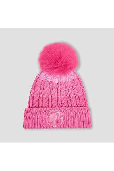 mattel قبعة شتوية مطرزة بباربي