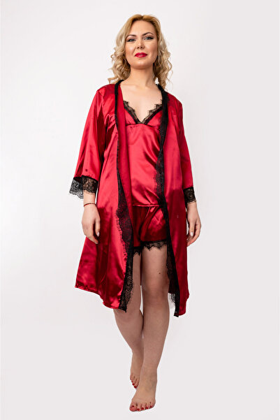 OEM Sarah 4-Piece Satin Pajama Set - Grena, M(38)