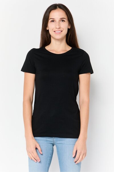 GAP Women Crew Neck Short Sleeve Solid T-shirt, Black