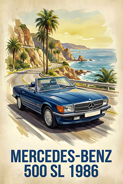 Hayal Poster Retro Ahşap Poster Mercedes Araba 14 Poster 20x30