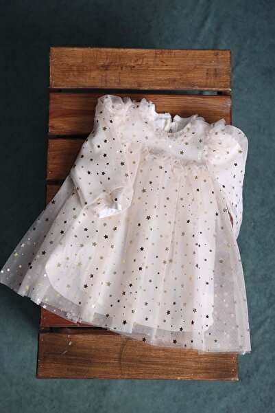 LUCKY Yıldız Desen Tütülü Bebek Elbise