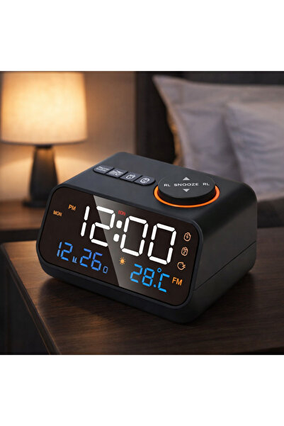 Artnest Modern Dekoratif LED Dijital Saat FM Radyo | 2 Alarm, Sıcaklık ve Nem...