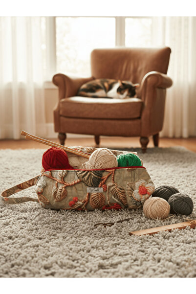 Ays Quilt حقيبة حمل للحياكة - حقيبة حمل مصنوعة يدويًا ومنظم للصوف