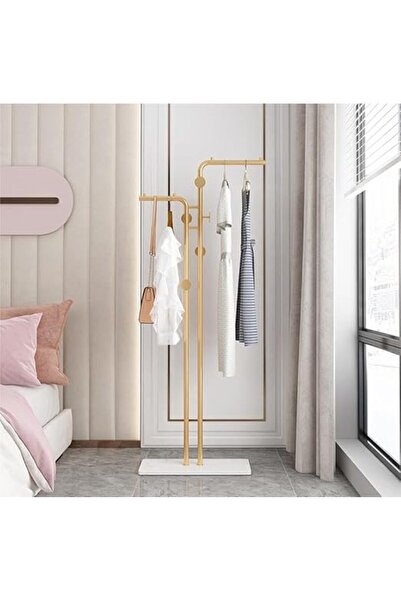 Arabest حامل معاطف معدني مزدوج العمود، بقاعدة رخامية، مزود بـ 5 خطافات لغرفة ...