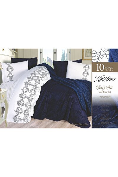Bella Home Kristina 10 Piece Advantageous Dowry Set - Navy Blue with Original...