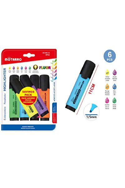 MOTARRO أقلام تظليل، أقلام تظليل فلورسنت برأس مشطوف للمدرسة والمكتب والدراسة