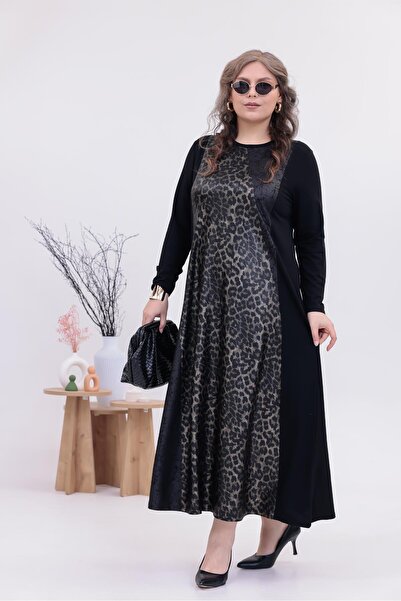 Siyezen Rochie leopard cu croială largă, mărime mare