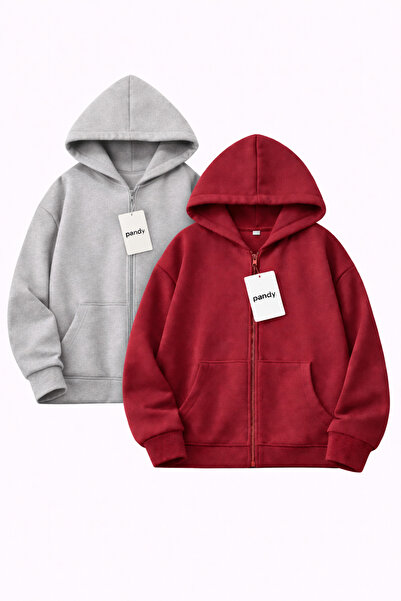 pandy Pachet de 2 hanorace unisex cu glugă și fermoar / cardigan