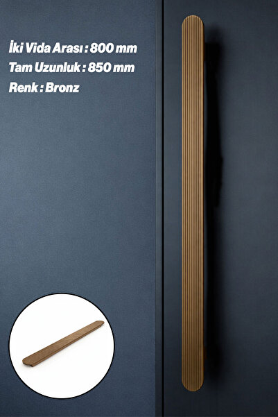 Badem10 Mâner pentru sertar modern, în dungi, bronz, Anzer, 800 mm, mâner pen...