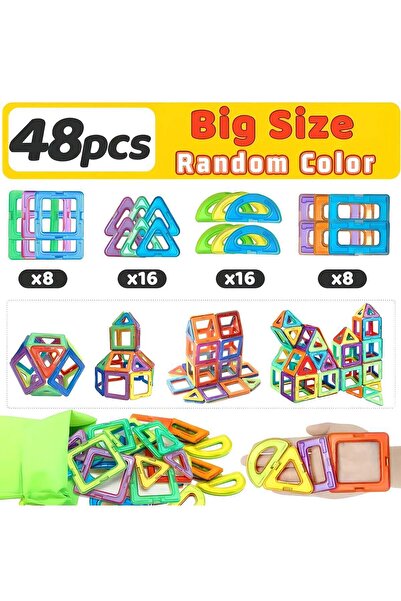 LIXADA مجموعة مكعبات مغناطيسية مكونة من 48 قطعة، ألعاب بناء للأطفال الصغار