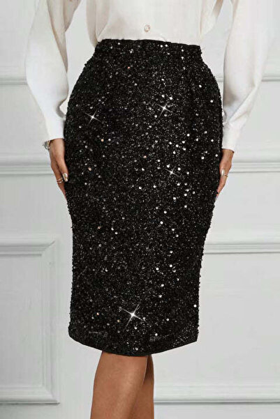 StreetWear Outlet Classic Pencil Skirt with Sequins and High Waist