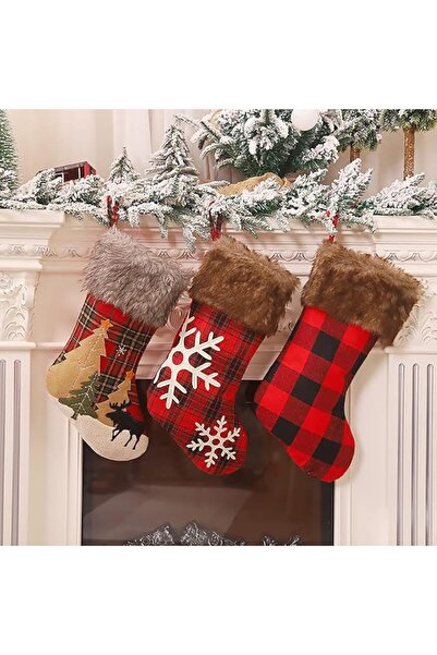 Arabest جوارب عيد الميلاد عبوة من 3 قطع مقاس 18 بوصة جوارب كلاسيكية بنقشة ندف...