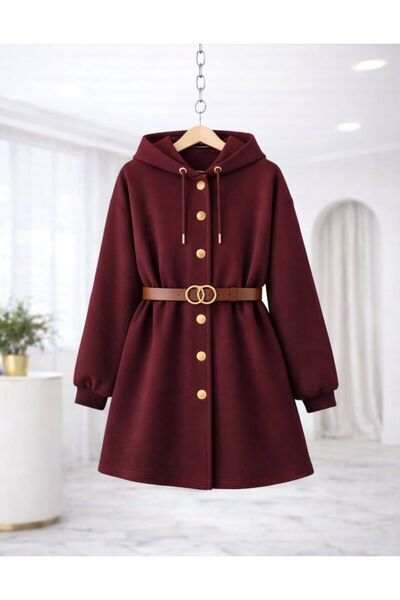 VOLT CLOTHİNG Gold Button Belt Detailed Cardigan