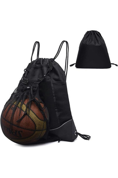 OEM Football backpack, ball compartment, drawstring closure, black, 48x40 cm