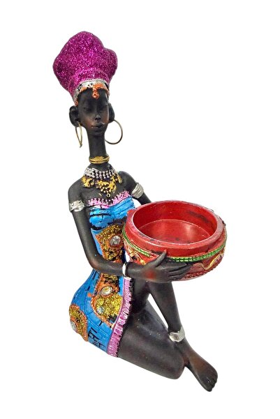 Natavanbutık ✨ Zarafetin Simgesi: Oturan Afrikalı Kadın Biblo Heykel Mumluk✨4