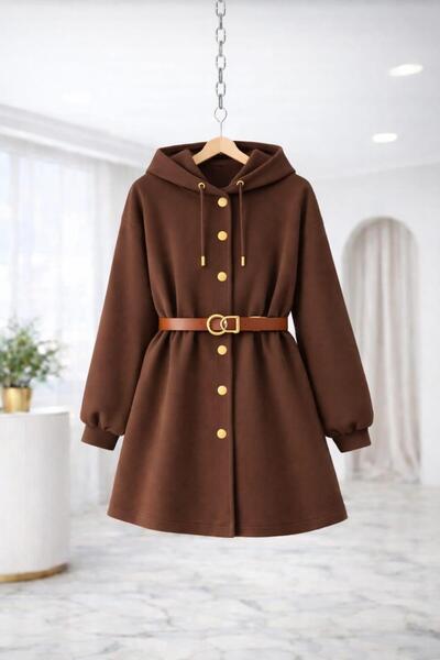 VOLT CLOTHİNG Gold Button Belt Detailed Cardigan