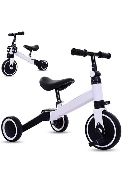 Aptel Tricicleta copii pentru echilibru, 2 moduri de utilizare, otel, negru+alb
