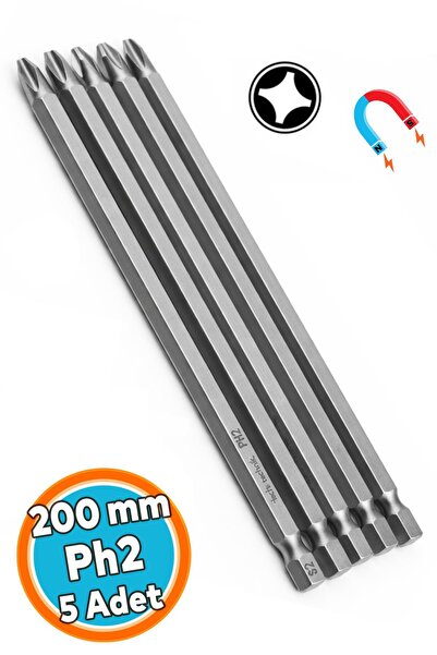 NZB Tayvan Çeliği Mıknatıslı Yıldız PH2 Bits Uç Manyetik 1/4" Matkap Ucu 20 c...