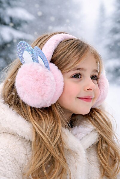 TAKIŞTIR Pliš slušalice sa figuricama u ušima ružičaste boje