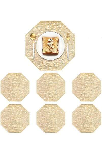 Arabest Light Luxury Octagonal Hollow Placemats Heat Insulation, Washable Vin...