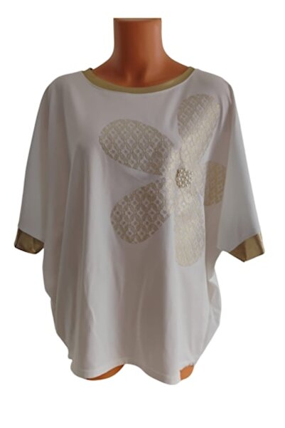 OEM Γυναικείο μπλουζάκι με σχέδιο λουλουδιών και πέρλες