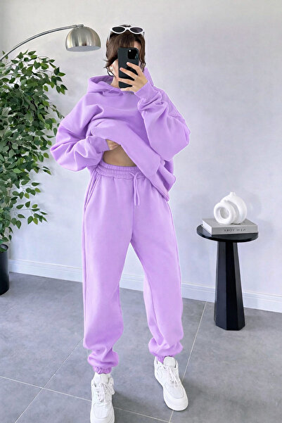 YAKAMEL Kadın Oversize Trend Model Kanguru Cep Kapşonlu Sweatshirt Eşofman Ta...