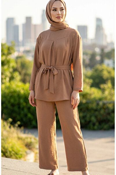 sefamerve طقم بنطلون تونيك من قماش ايروبين مكون من قطعتين 4141-08 جملي