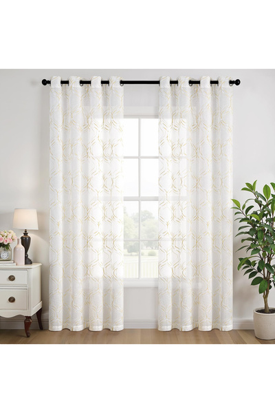 OEM Semi-sheer lace curtains with diamond pattern 140x225 cm set of 2 pieces