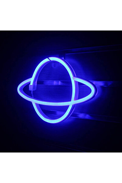 Primo Plus Neon LED Planet Sign Shaped Light Blue