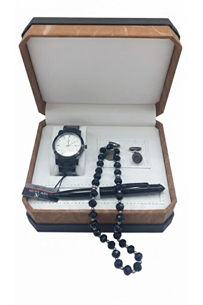 Boutique طقم اكسسوارات رجالي كلاسيك باللون الاسود 4 قطع