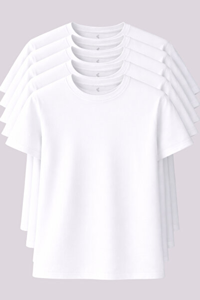 Gizrain Erkek Beyaz 5 Adet Tişört Paketi %100 Pamuk, Yumuşak Dokulu Bisiklet ...