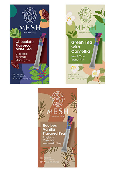Mesh Stick World Teas Tasting Pack 3-Piece Set - Yerba Mate, Lemon Balm, Rooi...