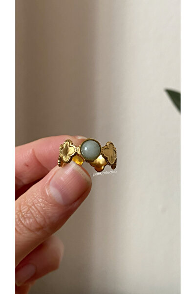 Petek Collection خاتم فولاذي عتيق الطراز مزين بحجر البرسيم الطبيعي