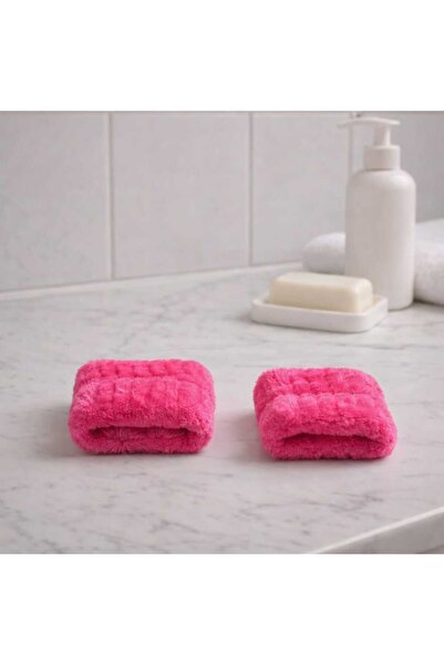 diclecollection 2 Pieces Plush Pink Color Water Absorbent Towel Wrist - Face ...