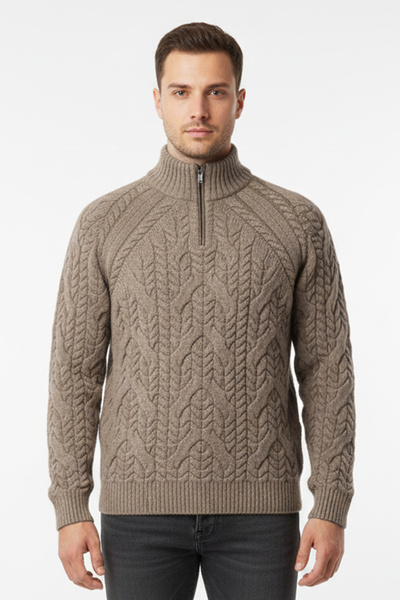 Pulltonic Pulover pentru bărbați cu jumătate de gât cu fermoar