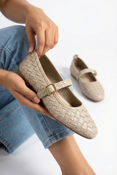 StWenn Balerina tricotată pentru femei, talpă ortopedică ușoară, utilizare zi...