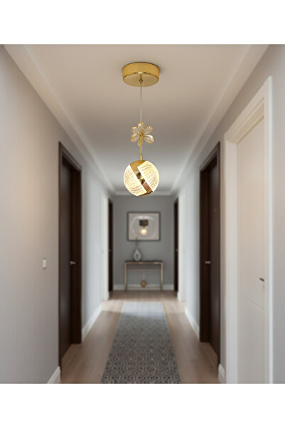 EY-EL TASARIM TEKLİ PERLA GOLD 3 RENK MODLU KRİSTAL TAŞLI LEDLİ SARKIT AVİZE