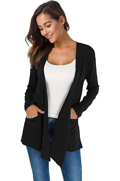 OEM Bluză slim cu mânecă lungă, cardigan pentru femei, negru, mărimea S