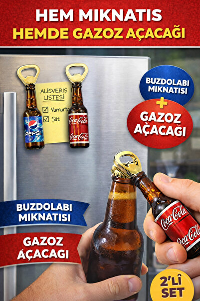 seymenbıçakçılık Pepsi & Coca-Cola Written Magnet Soda Opener Set of 2