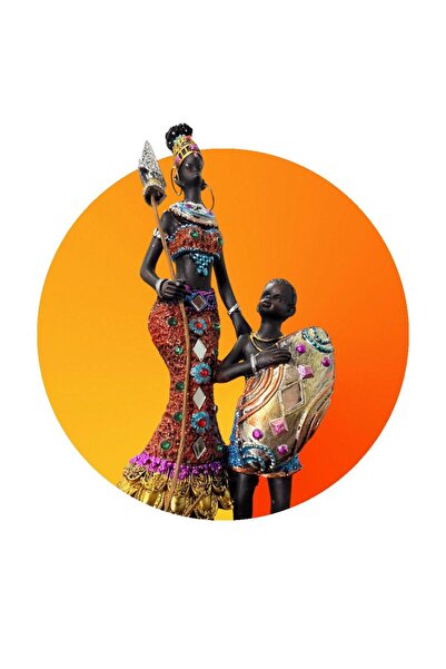 Natavanbutık ✨ Egzotik Esintiler: Afrikalı Savaşçı Kadın ve Çocuk Biblo Heyke...