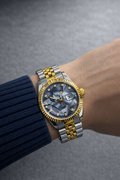 T-GOER Premium Erkek Kol Saati Çelik Kordon Mermer Kadran