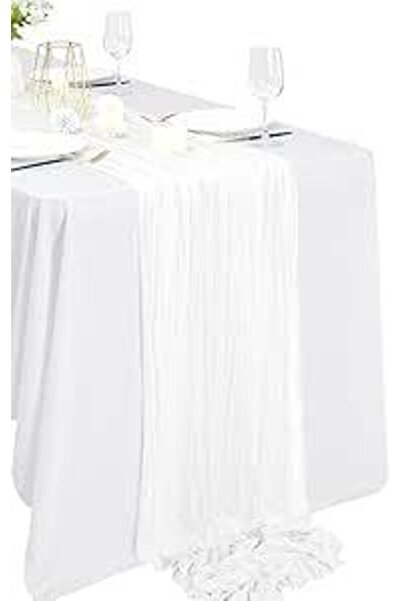 Bukela Pleated tablecloth - ivory white - 90x300cm
